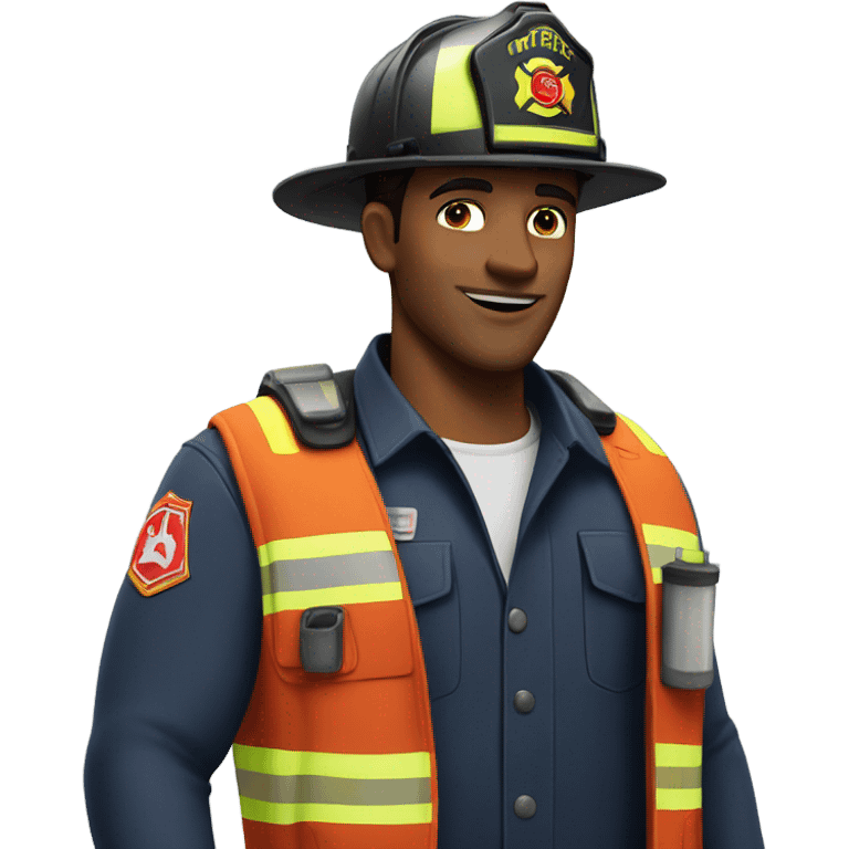 A hot brunette dad as a firefighter emoji