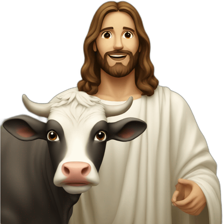 Jesus with a cow emoji