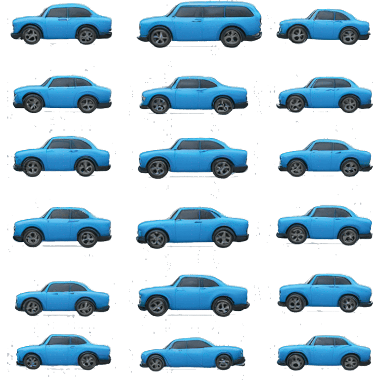 Blue cars, black wheels emoji