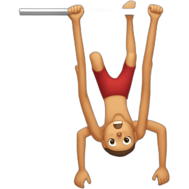 boys have figure is performed on a pull-up bar from an inverted hang until the body is completely horizontal and straight with the front of the body facing upwards emoji