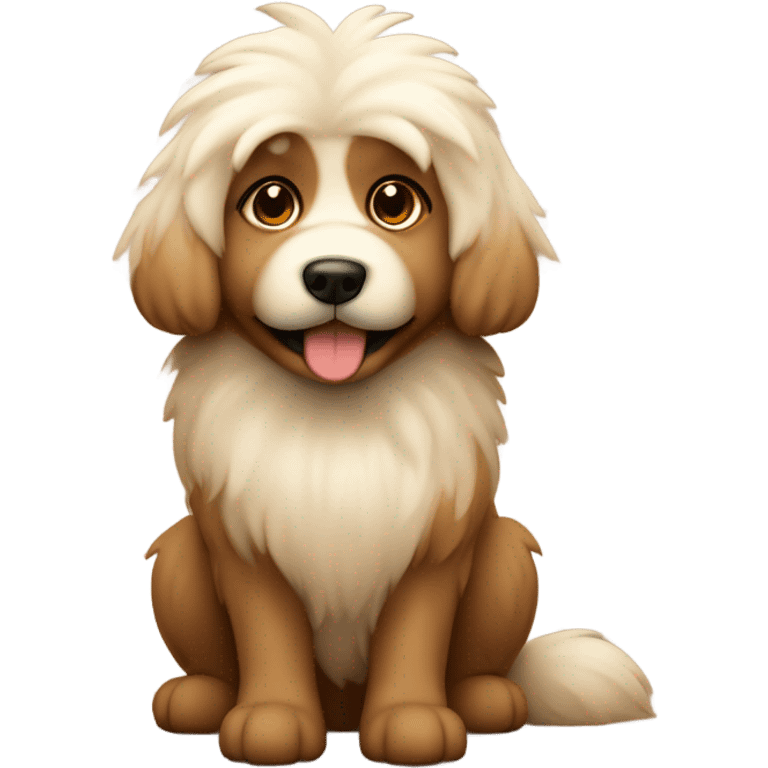 fluffy dog on brown background emoji