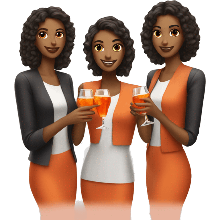 Three beautiful girls drinking aperol emoji