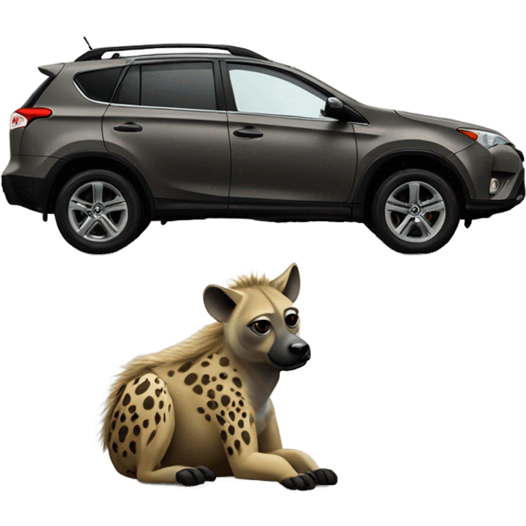 Hyena on top of a RAV4  emoji