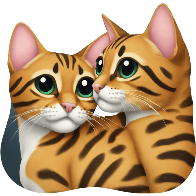 Two bengal cats cuddling emoji