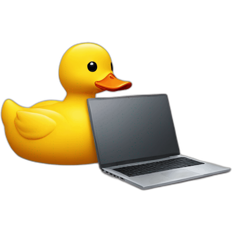 rubber duck looking at laptop emoji