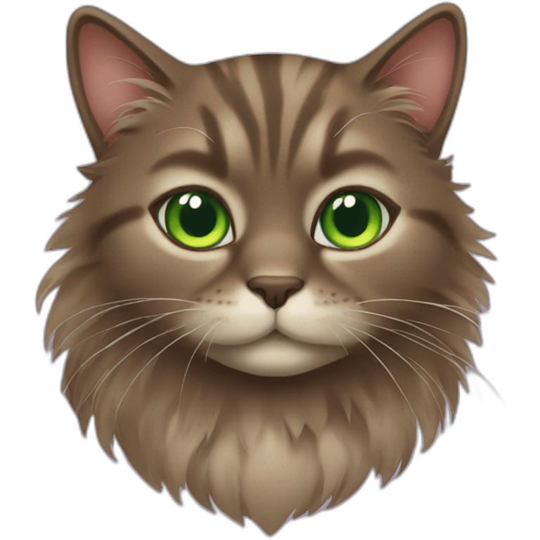 brown green eyes fluffy cat emoji