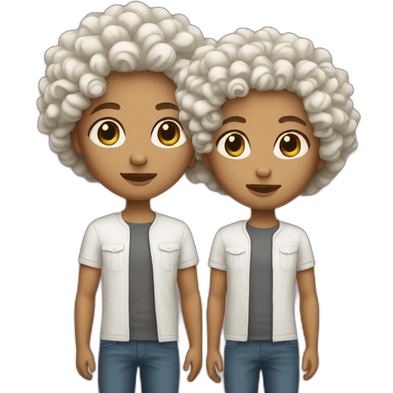 White Twins with curly hair emoji