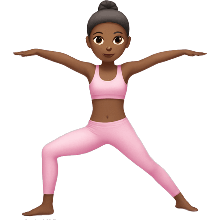 Pink girl doing yoga with light pink outfit emoji