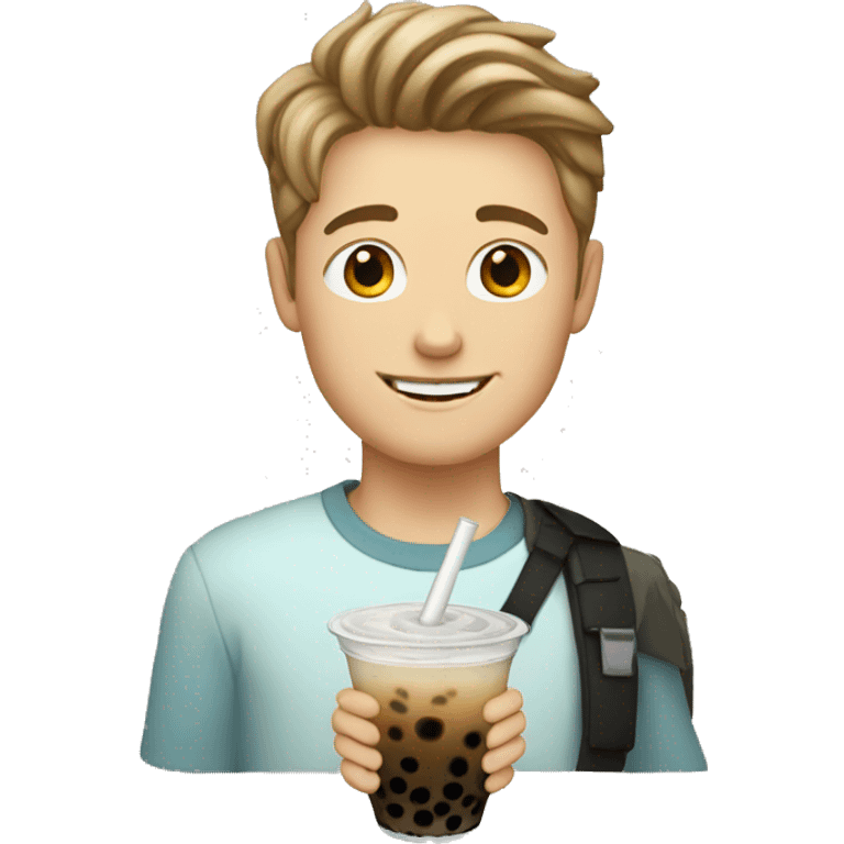 white boy with boba tea emoji