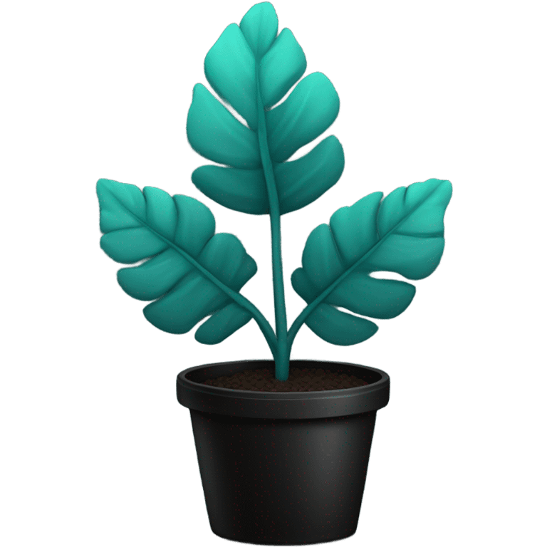 teal plant in black pot emoji