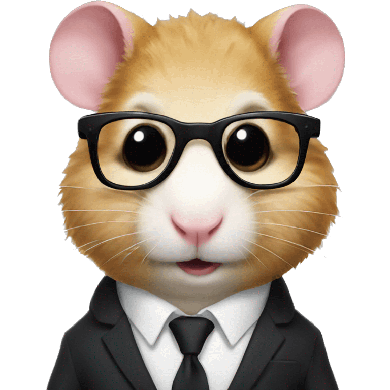 rich hamster in a suit and black glasses emoji