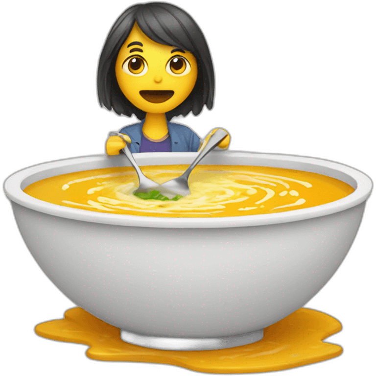 Un humain dans une soupe emoji