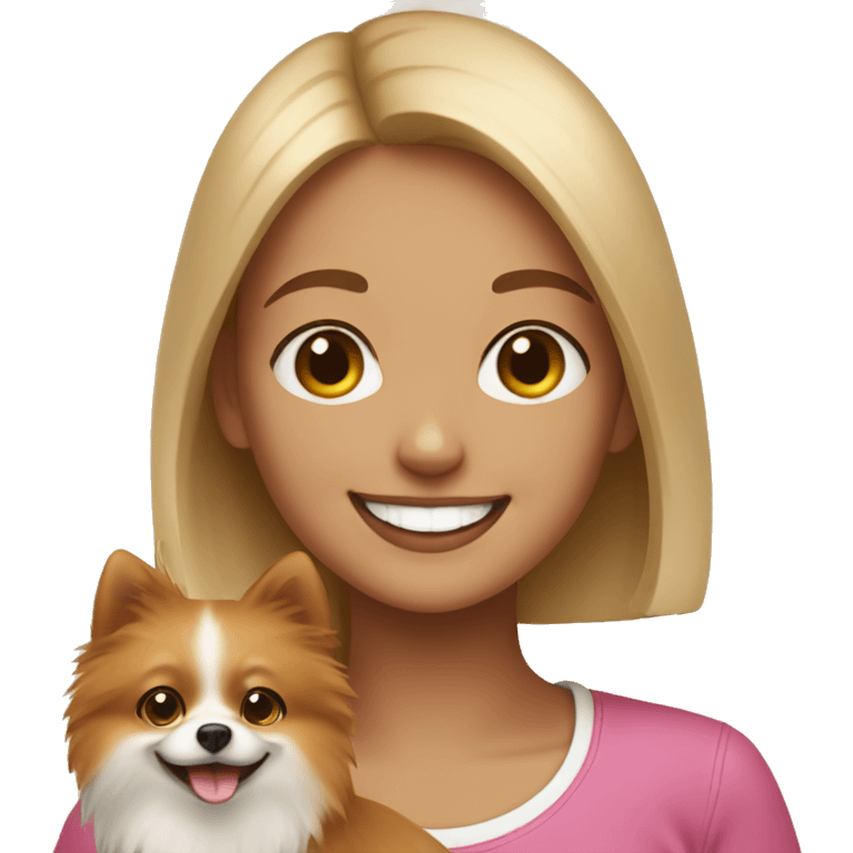 girl smiling with pomeranian emoji