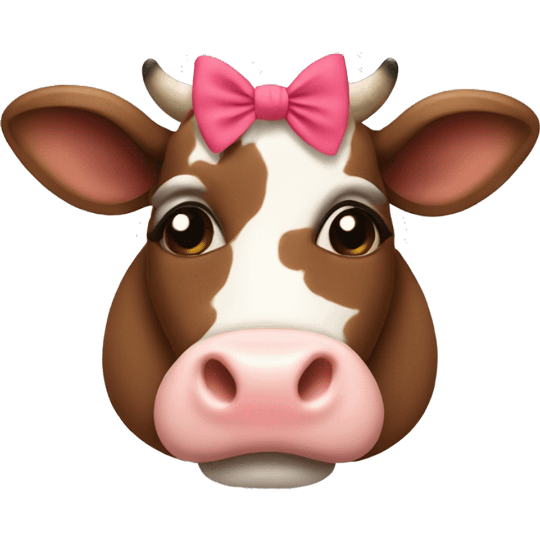 cow with eyelashes and a cute bow emoji