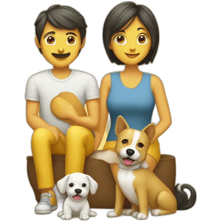 mom dad and kids dog family yellow emoji