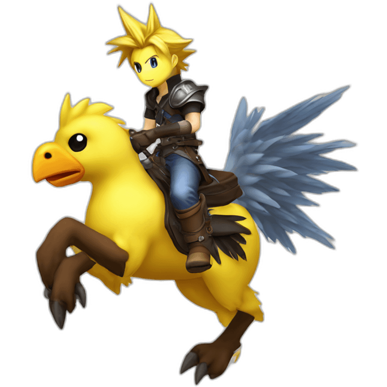 Cloud strife riding a chocobo emoji