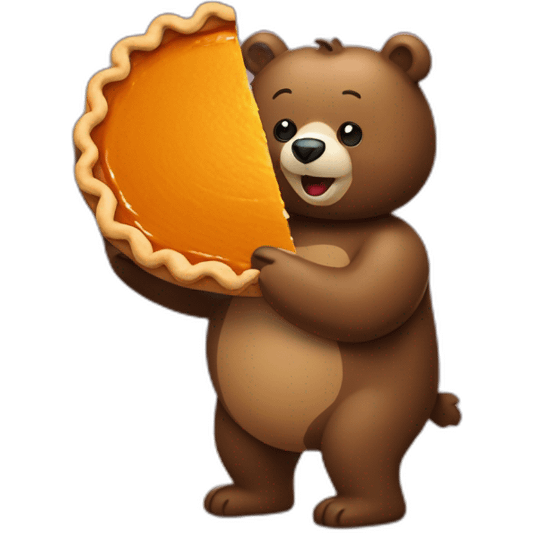 Bipedal bear with Pumpkin Pie for a head emoji