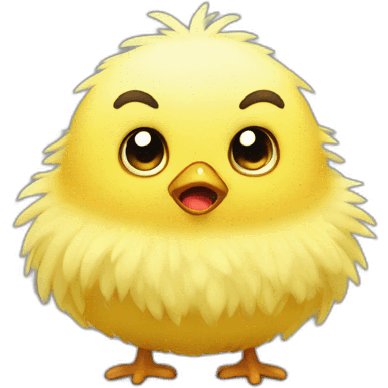 yellow fluffy chick scared, afraid emoji