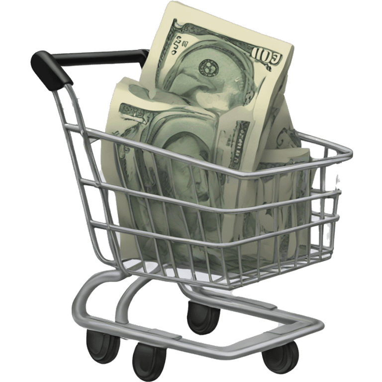 shopping cart with bank notes insides emoji