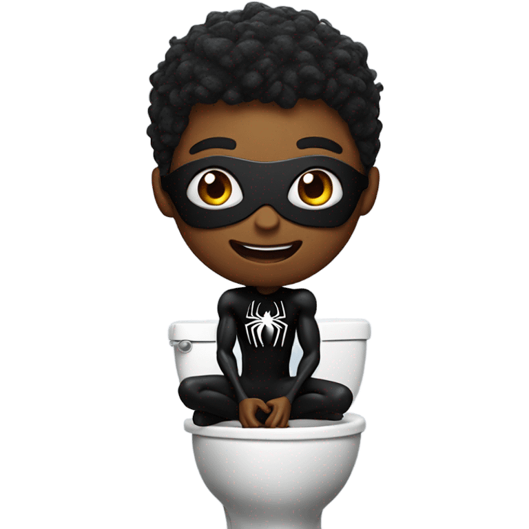 Black Spider- Man in a toilet emoji