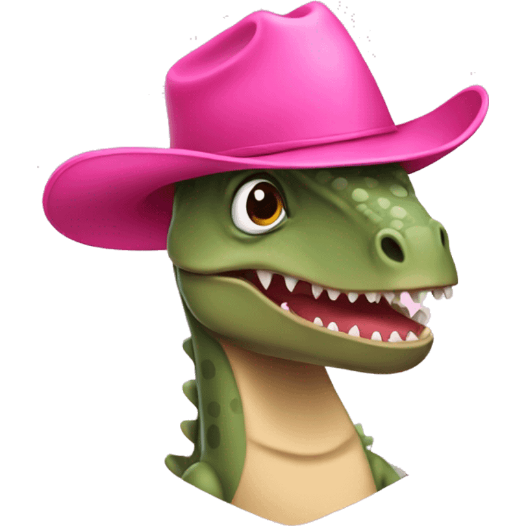 Dinosaur with pink cowboy hat emoji