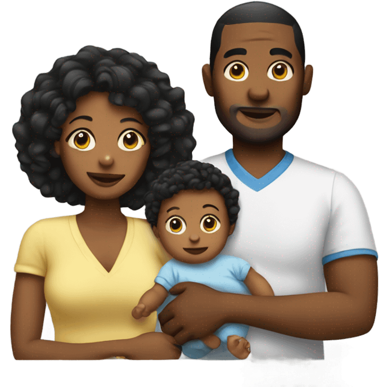 Black mom dad and baby emoji