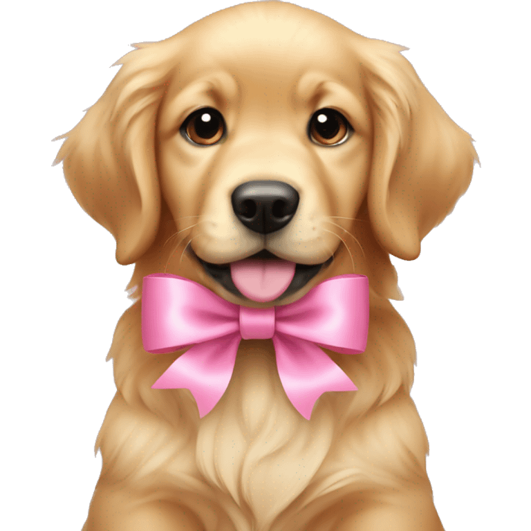 puppy golden retriever with pink bow emoji