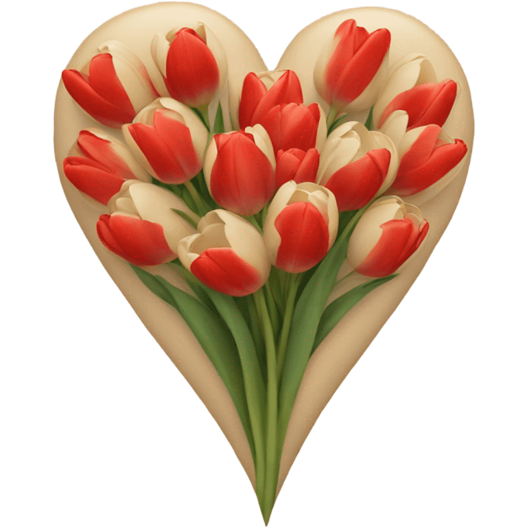 beige heart with tulips red emoji