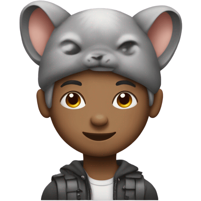 boy with chinchilla on head emoji