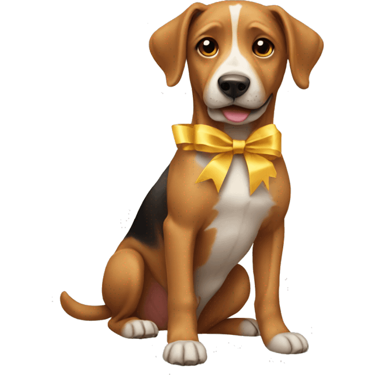 Dog wearing ribbon emoji