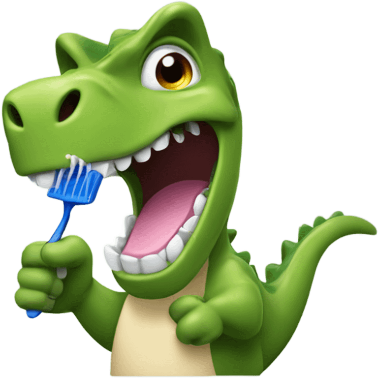 dinosour with a toothbrush emoji