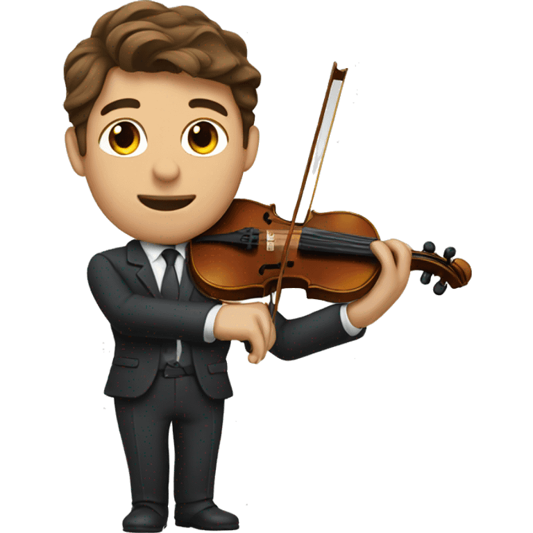 man with brown hair in a suit playing violin  emoji