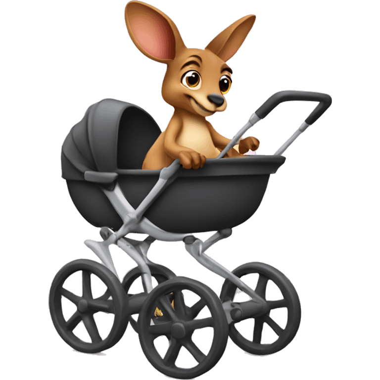 kangaroo sitting in a baby stroller emoji