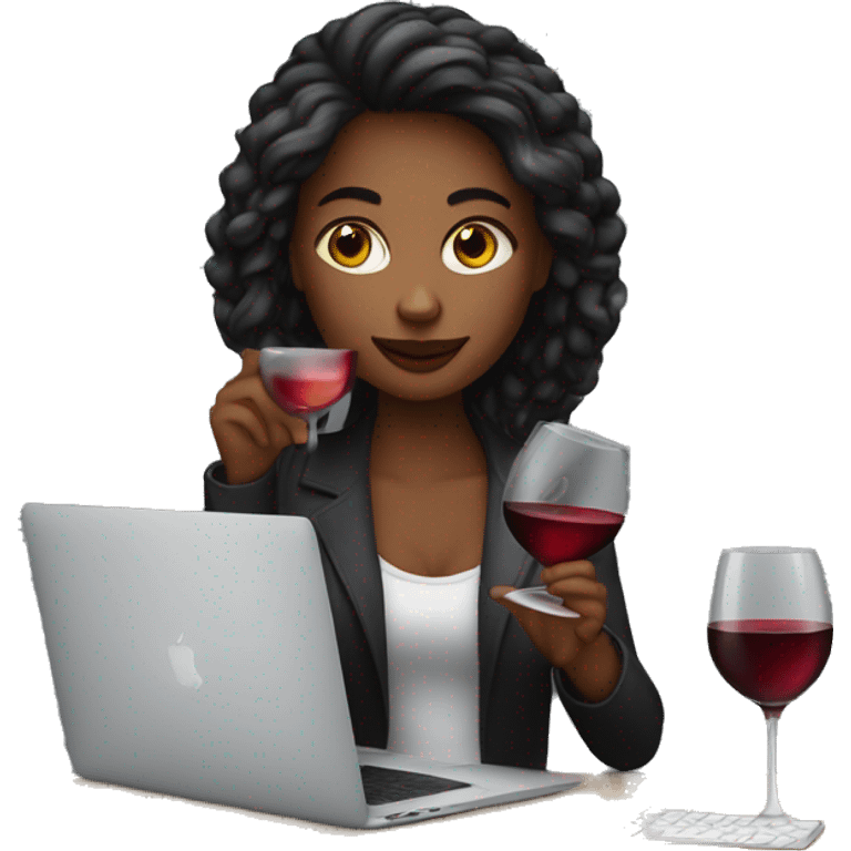 designer - girl working on macbook pro drinking a glass of red wine emoji