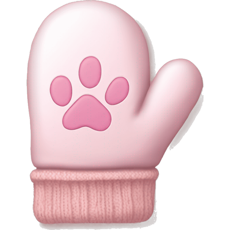 pale pink mittens with paw print and pale pink bow emoji