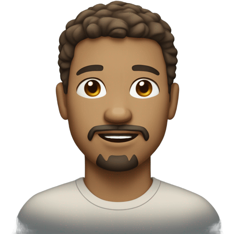 light skin tone man with blue eyes, a goatee, thin moustache, light brown wavy hair emoji