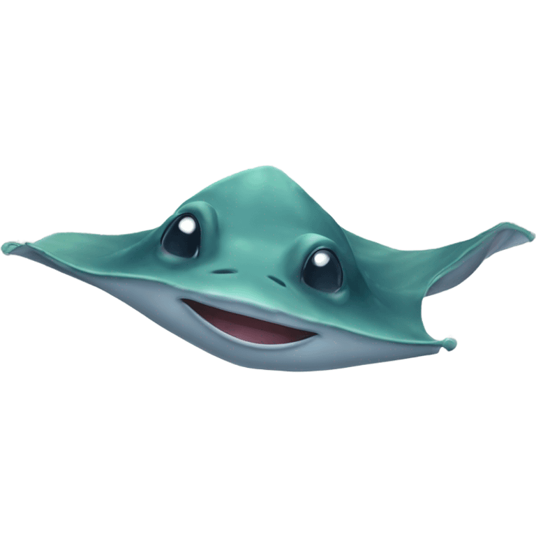 Happy little stingray swimming  emoji