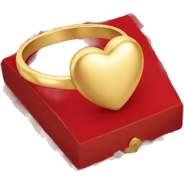 Gold heart ring in a red box emoji