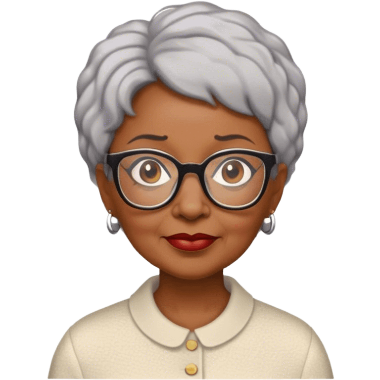 older black lady with short hair and glasses emoji