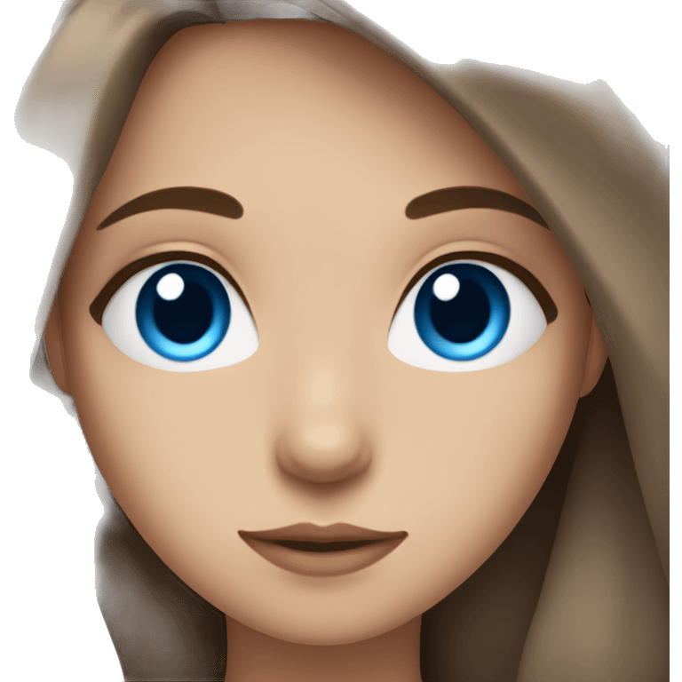 a girl with brown hair, blue eyes and long eyelashes emoji