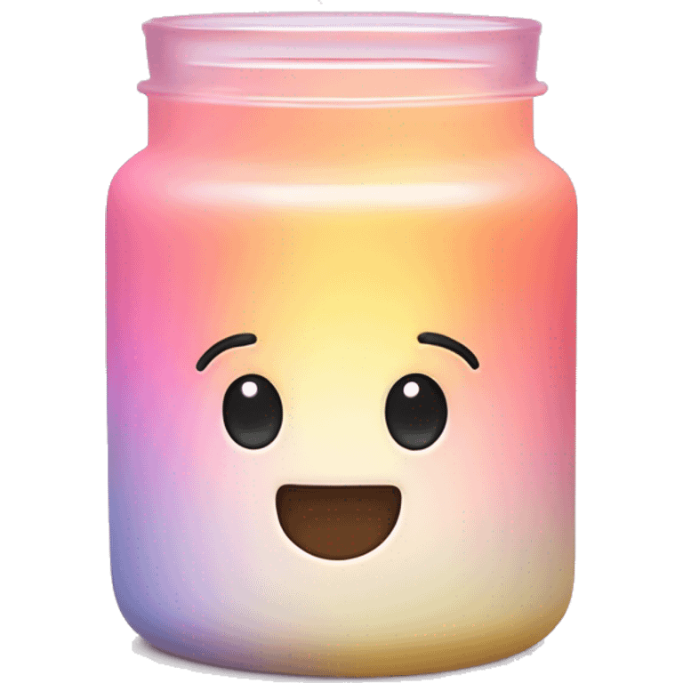 Pastel gradient hue glass jar candle with holder emoji