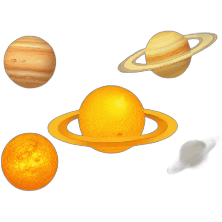 Solar system with planets shaped like hearts emoji