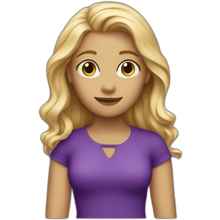 Blond Girl Artist wear purple emoji