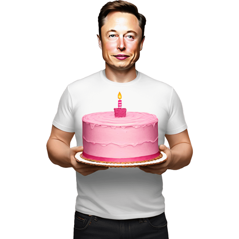 Elon musk holding a pink cake emoji