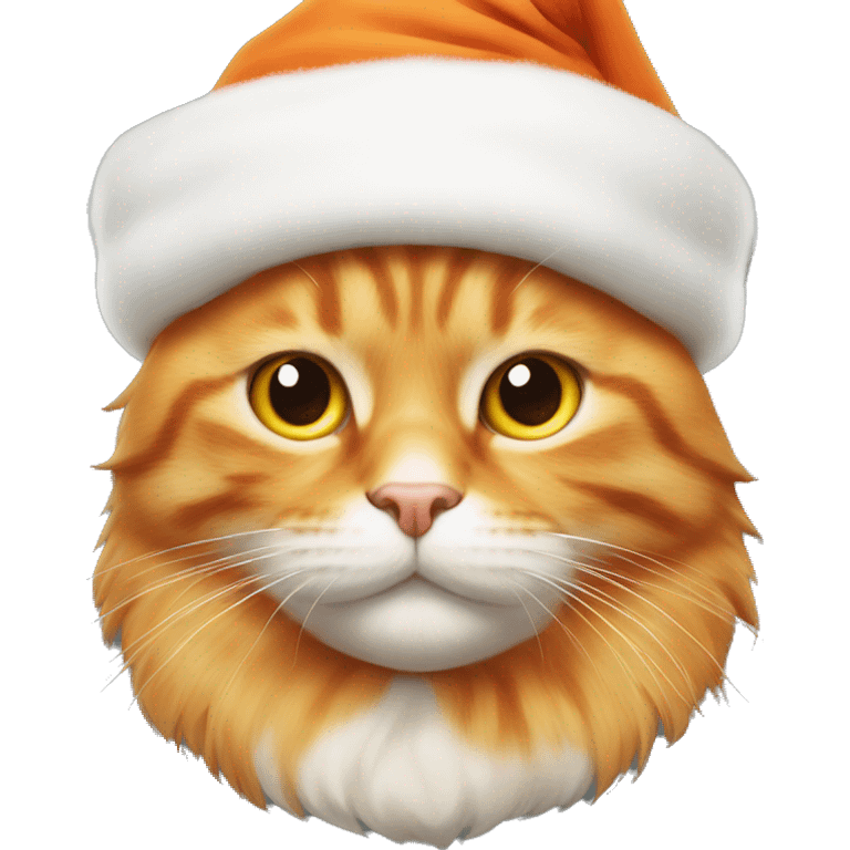 Orange cat in Santa hat emoji