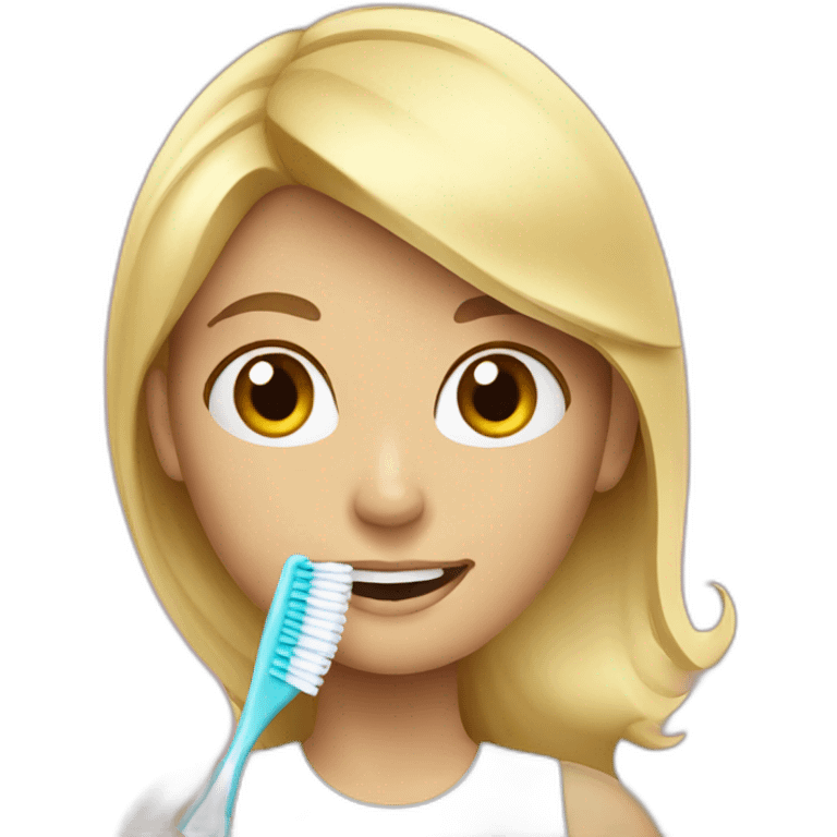 blonde lady with a toothbrush emoji