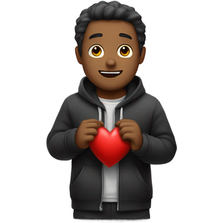 Oso abrazando un corazón negro emoji