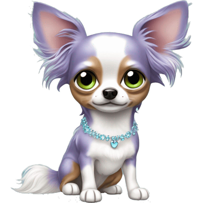 Lilac merle chihuahau long hair with ice blue eyes and red white long hair chihuahua eith green eyes emoji