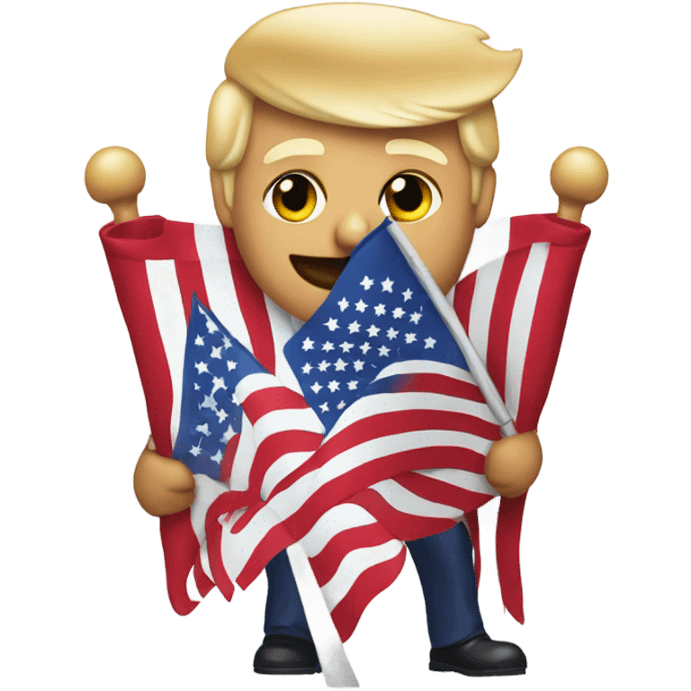 Donald Trump holding American flag wearing a MAGA hat  emoji