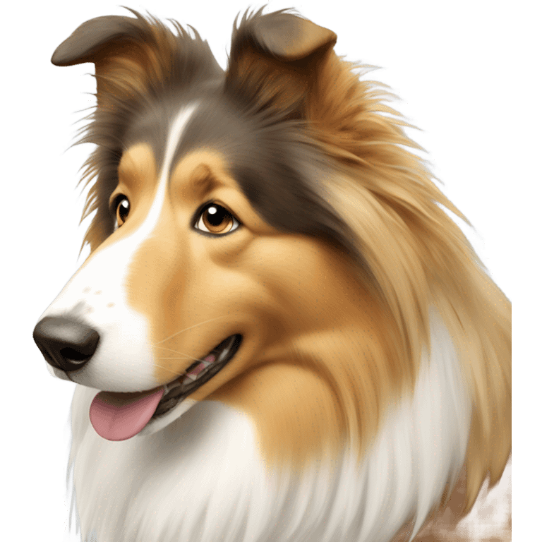 Rough collie with human emoji